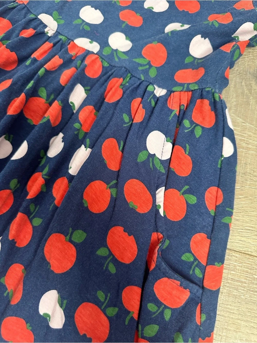 Hanna Andersson Navy Dress with Red & Pink Fruit Motif